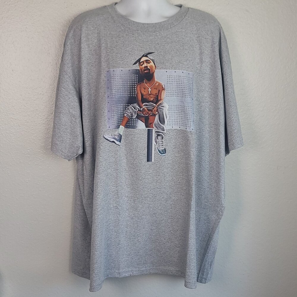 Bobby Fresh Tupac Shakur 2PAC Gray Concords Basketball T-Shirt Mens 4xl